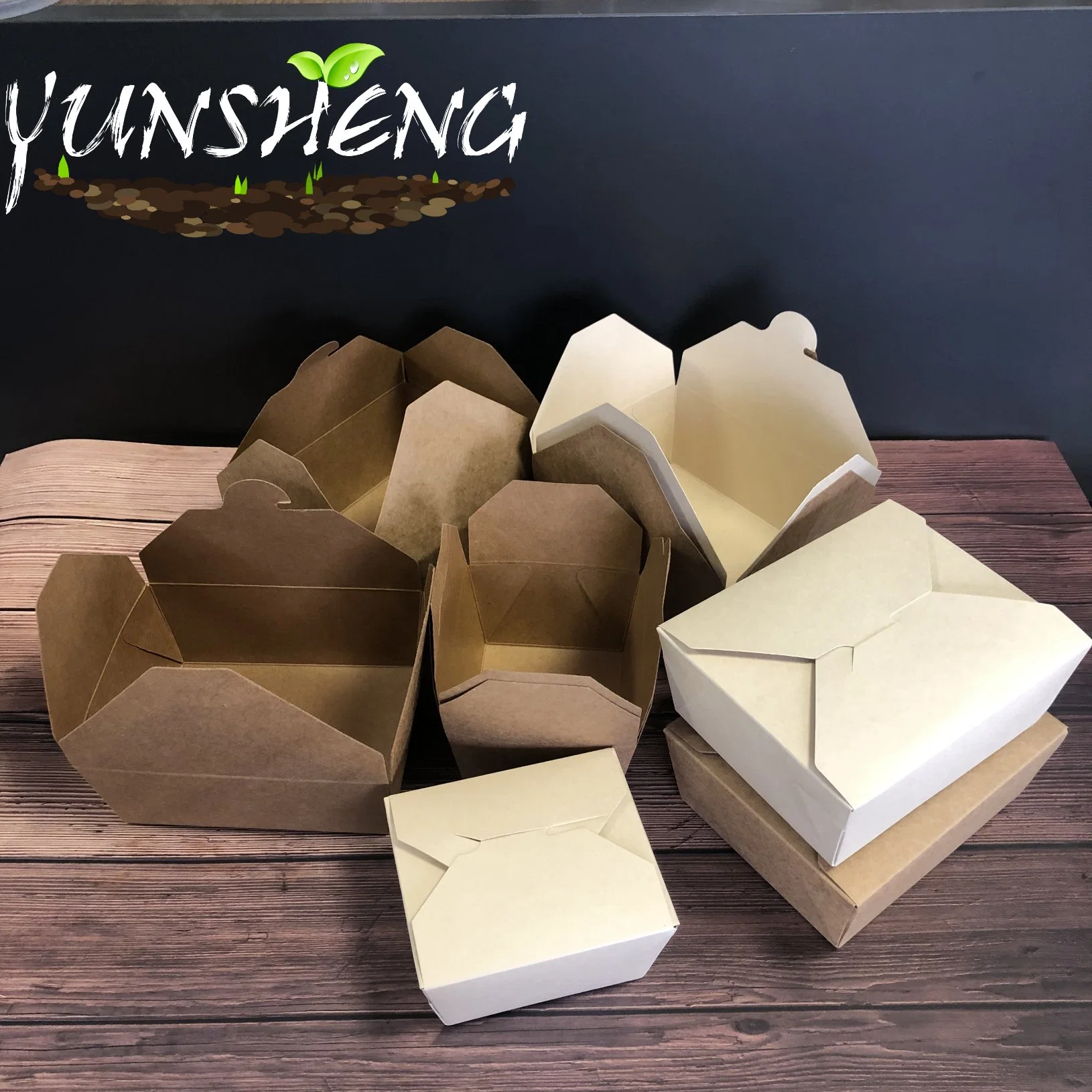 Wholesale/Supplier Disposable Light Brown Bamboo Paper Folding Box for Food