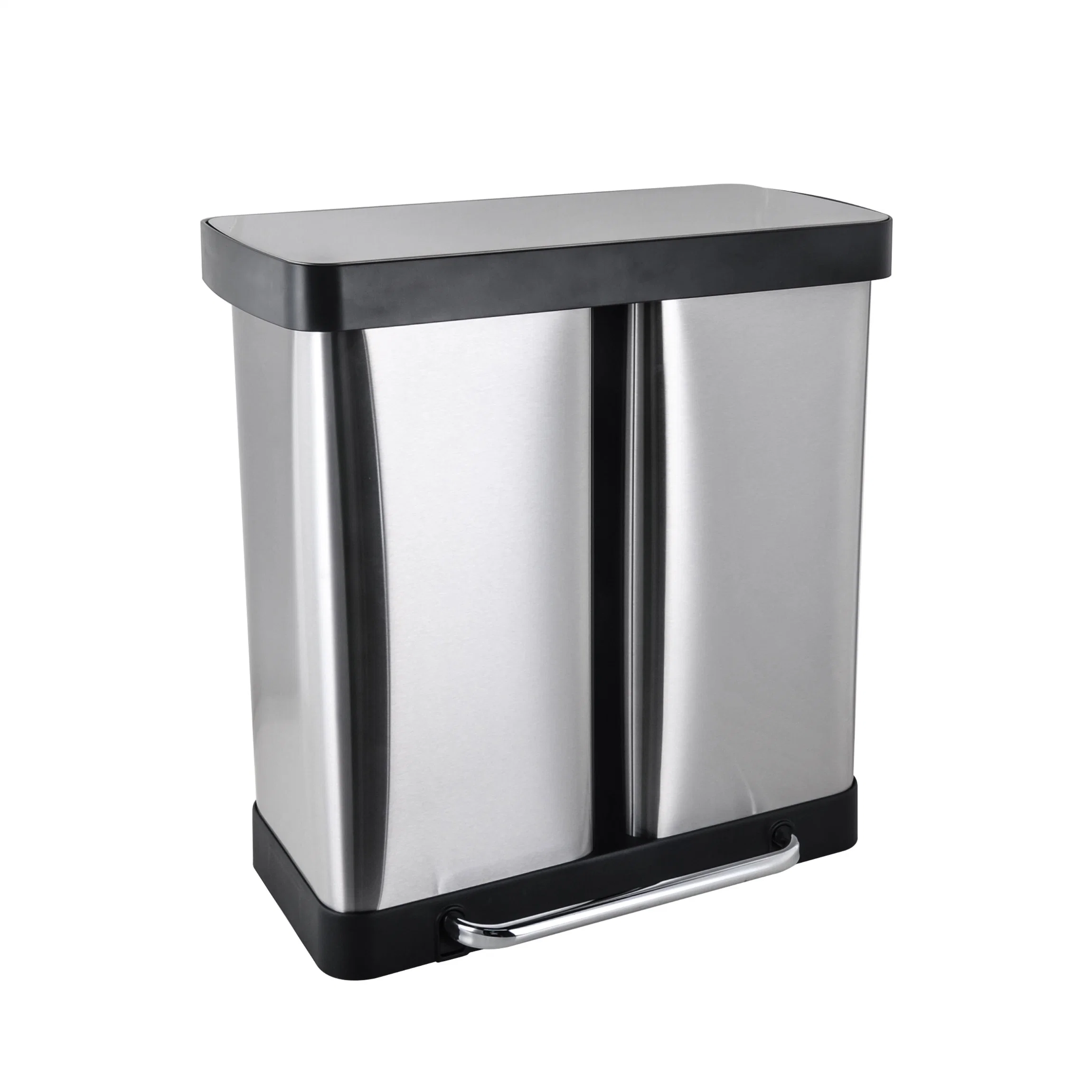 Stainless Steel Foot Step Soft Closing 2 Compartment Recycle Bin