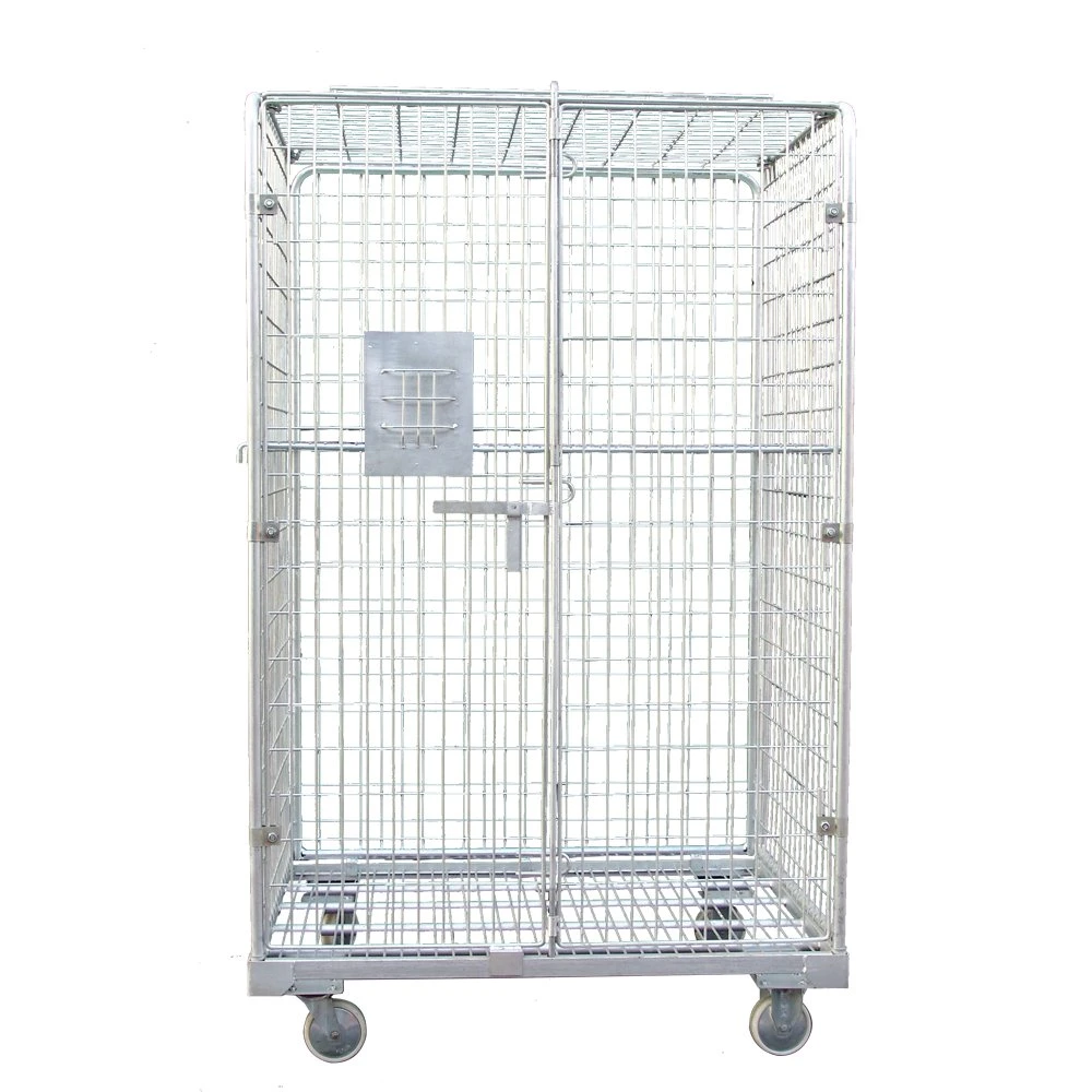 Customized Steel Zinc Laundry Rolling Trolley Cart Galvanized Metal Industrial Warehouse Heavy Duty Logistics Trolley