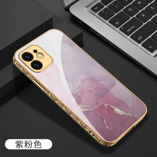 Electroplate Vertical Side Shockpro of Glass Mobile Back Shell Cell Cover Phone Case with Oil Painting Pattern for iPhone 12 PRO Max