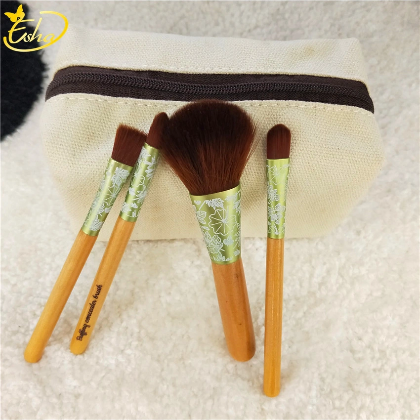 Wood Handle Synthetic Hair Cosmetic Make up Blush Kit Makeup Brushes Set