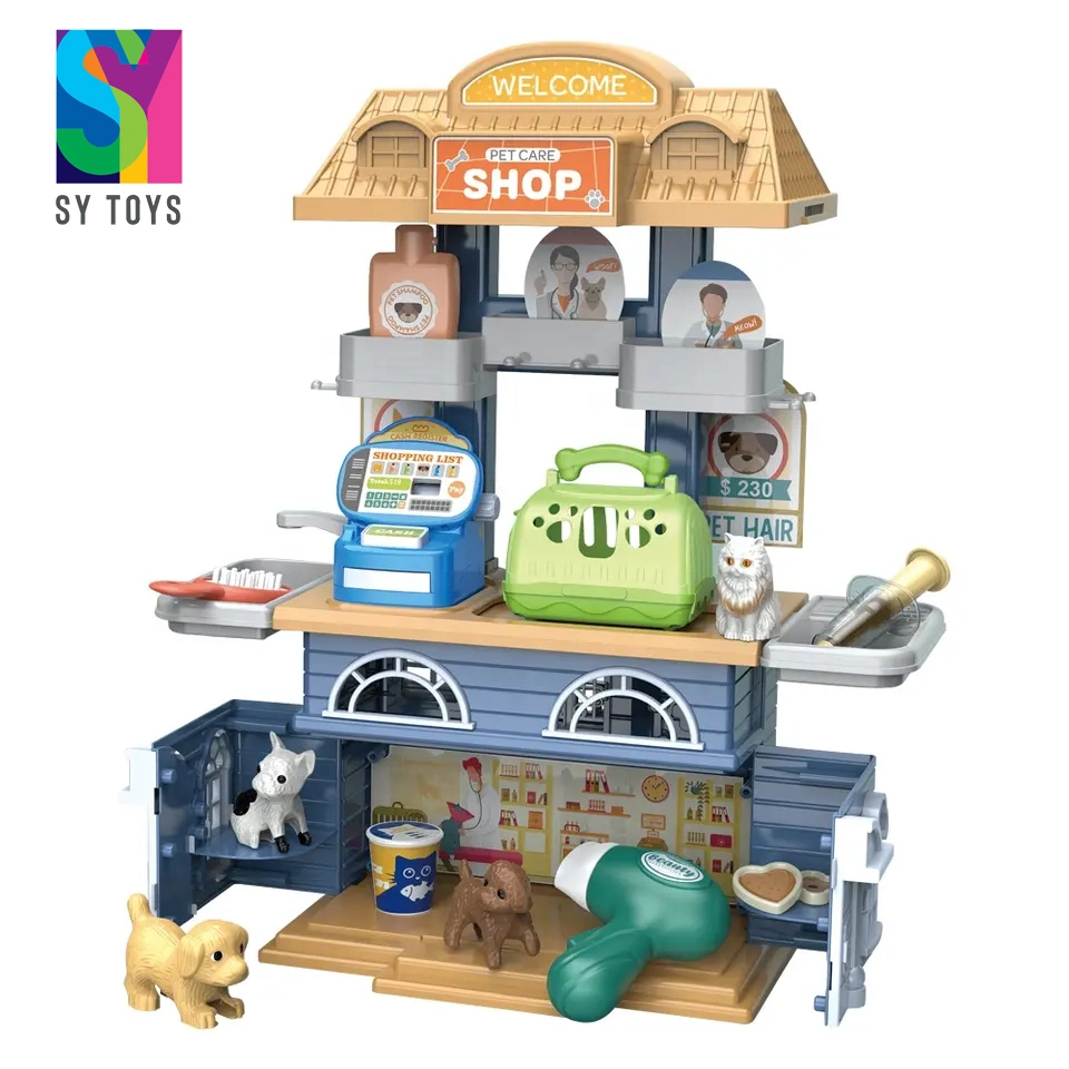 SY Kids Take Care Dog 2 в 1 DIY Plastic Игрушки для кормления домашних животных Villa pretend Play House