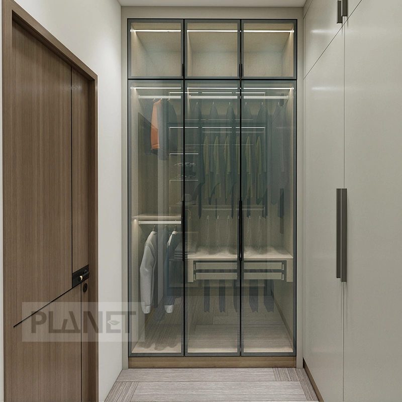 Whole House Furniture Custom Metal Design Bedroom Walk-in Closet Wardrobe Aluminum Frame Glass Door