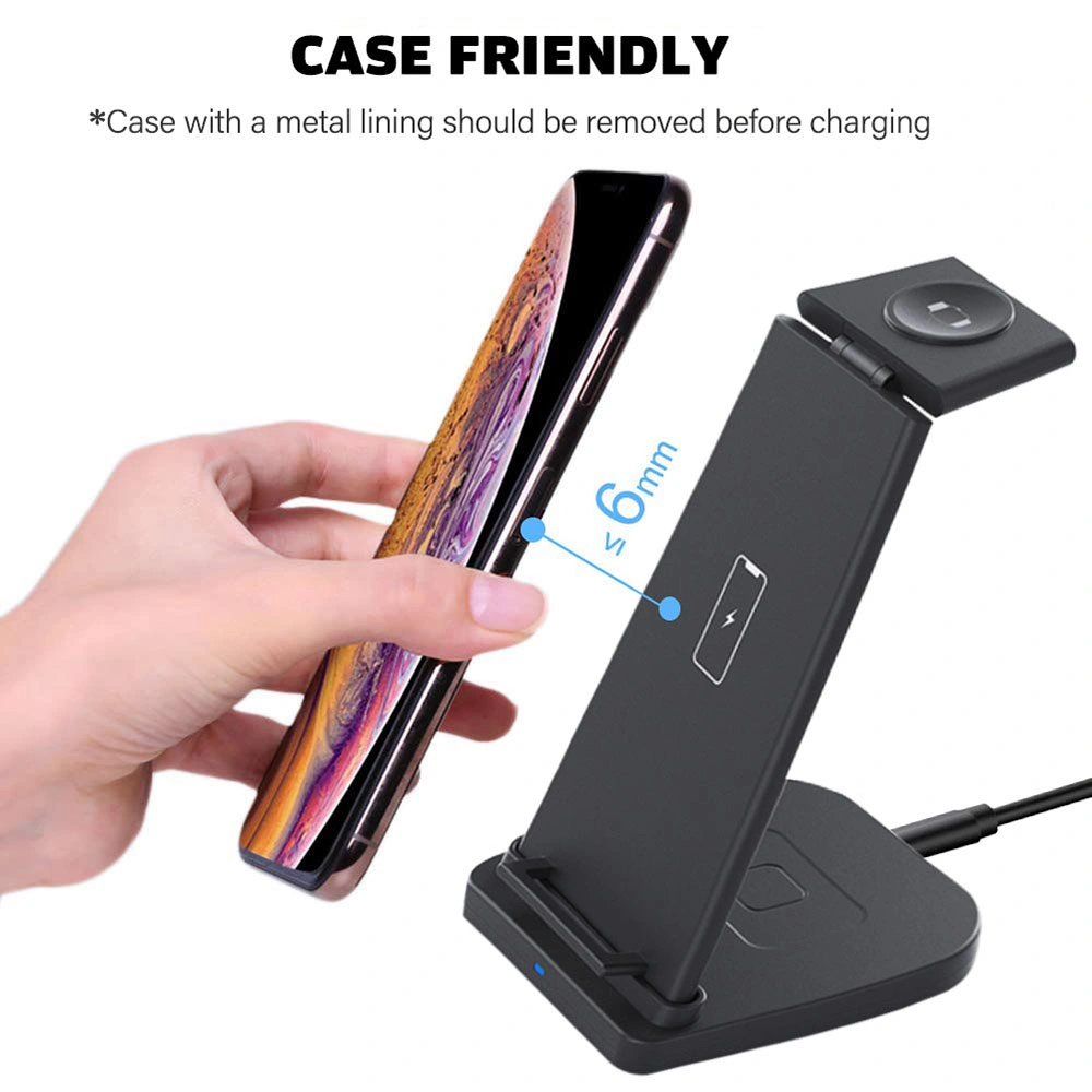 3 in 1 Wireless Charger Station Holder for iPhone Samsung iWatch Airpods Wireless 15W Fast Charging