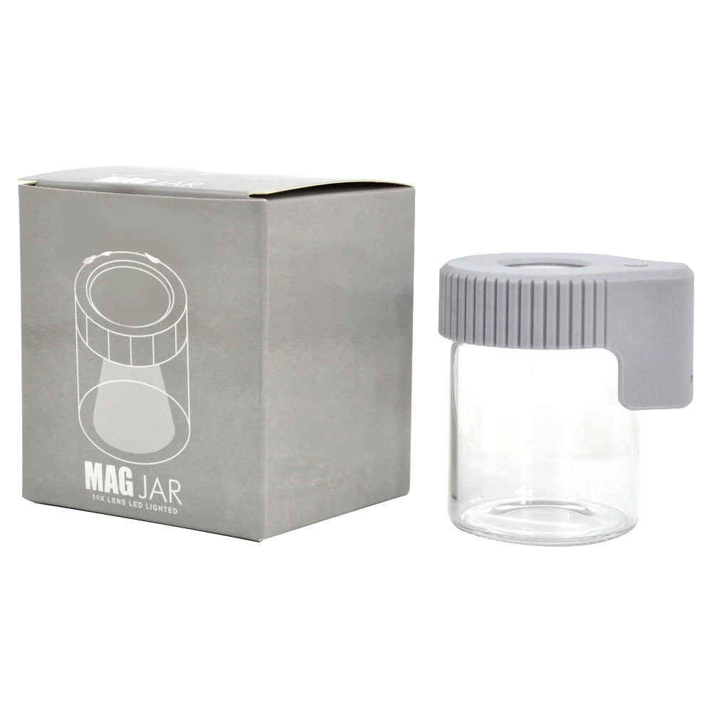 Airtight Herb Container LED Light Magnifying Packaging Mag Glass Jar