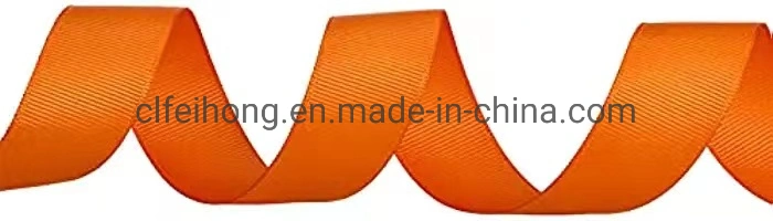 Factory Export From Year 2009 100% Polyester 196 Colourful Eco-Friendly Customised Grosgrain Ribbon for Gift Packaging/ Decoration Orange Color