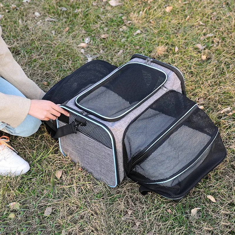 Bolso de hombro doble portátil para mascotas transparente para perros y gatos Bolsa de viaje para vehículos portadores