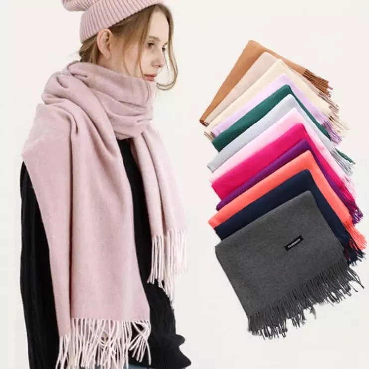 Fashion Lady Warm Long Pure Color 100% Cashmere Winter Scarf