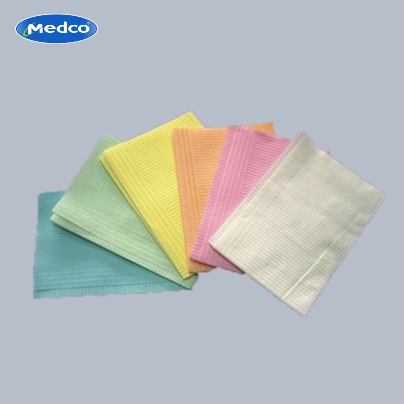 Hot Sale Medical Disposable Coated Paper Stain-Proof Lace-up 3ply Colorful Waterproof Patient Dental Bibs