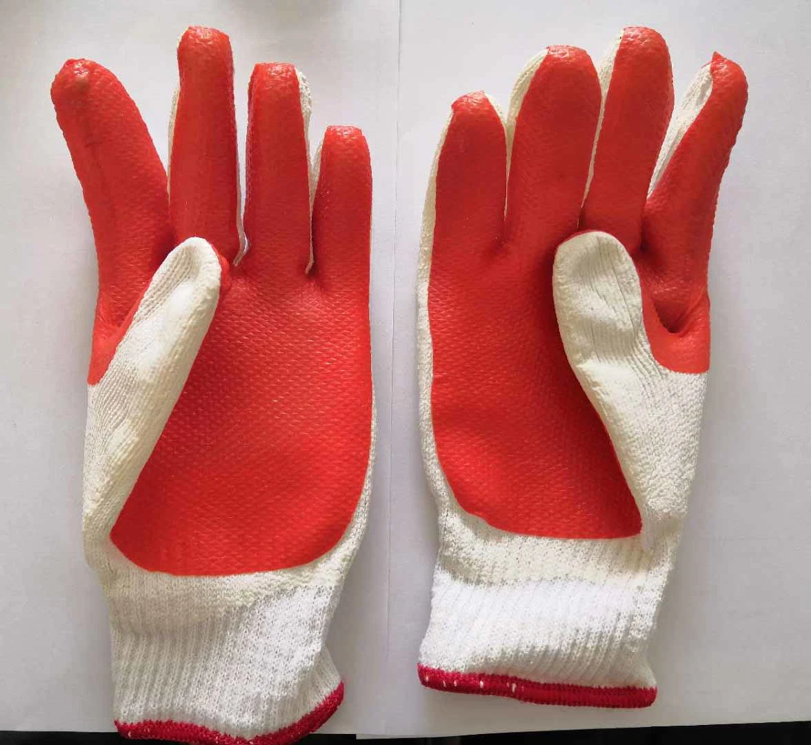 White Color 10 Gauge Cotton Knitted Latex Coated Construction Work Safety Gloves Labor Work Gloves