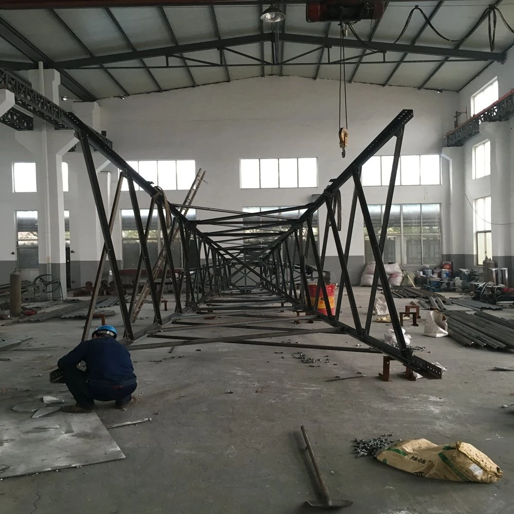 Certificated Galvanized Q345 33kv Transmission Line Double Circuit Steel Tower