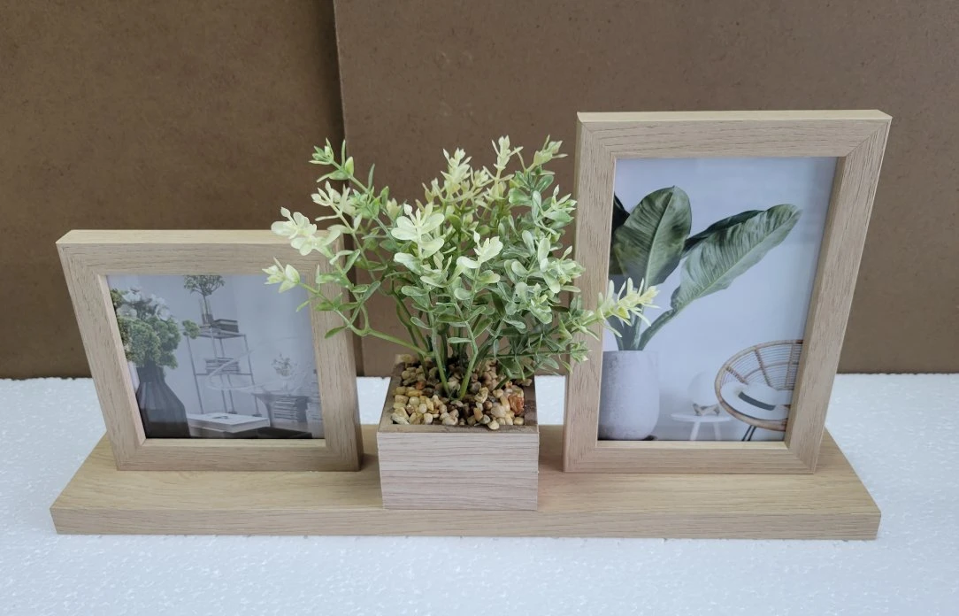 FSC&BSCI Wood Picture Photo Frames 4*6inch with Artificial Plant