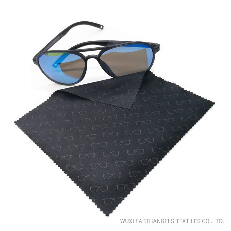 Custom Logo Black Microfiber Embossed Glasses Cleaning Cloth