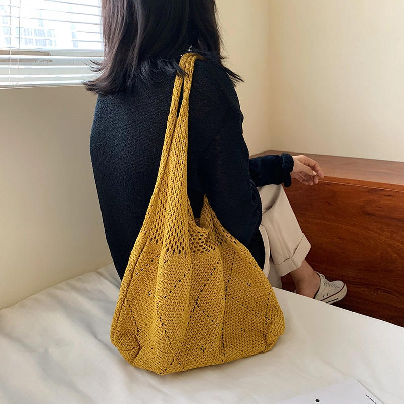 Sac femelle simple, rétro nouveau sac de tricot de laine creux, Vest Sac, Sac à bandoulière unique