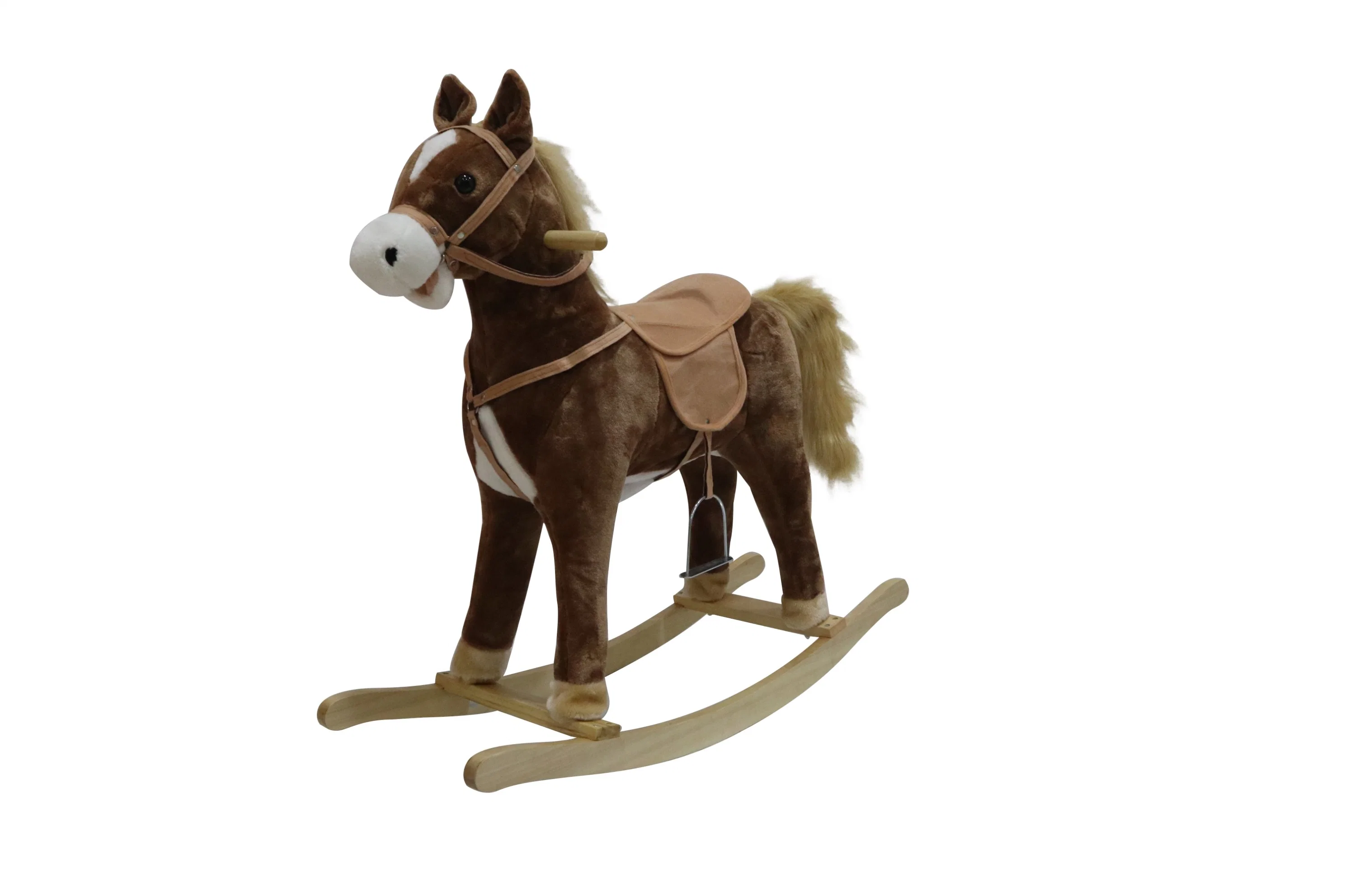 Chaise à bascule pour tout-petits en gros, cheval à bascule en forme de cheval de Troie, poupées en peluche, cheval à bascule en bois, jouets en peluche