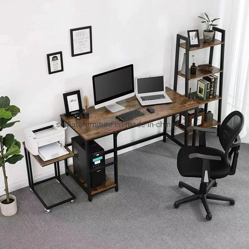 Factory Customized Modern Office Furniture Wooden Computer Table Writing Desk with Shelves