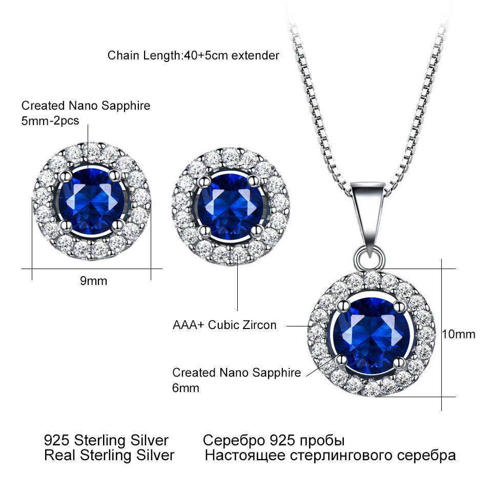 Wedding Natural Blue Topaz Pendant Necklace Drop Earring Accessories Luxury Fashion Jewelry Set for Women