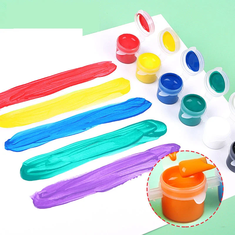 Professional Mini Cheap 3ml/5ml 6/12 PCS Strip Plastic Pots Kid Acrylic Color Paint