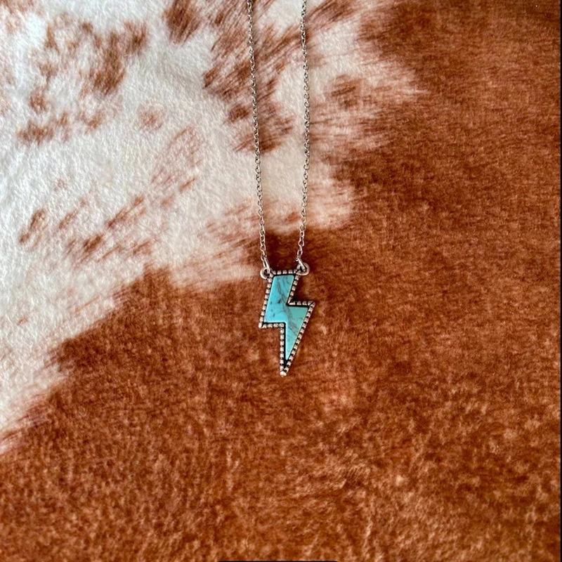 Boho Vintage Créatif Collier Éclair Turquoise pour Femmes Cadeau