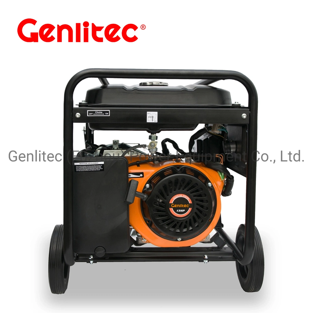 Motor a gasolina de 15 HP de cilindro único com refrigeração a ar Genlitec Power 6500 W Conjunto do gerador