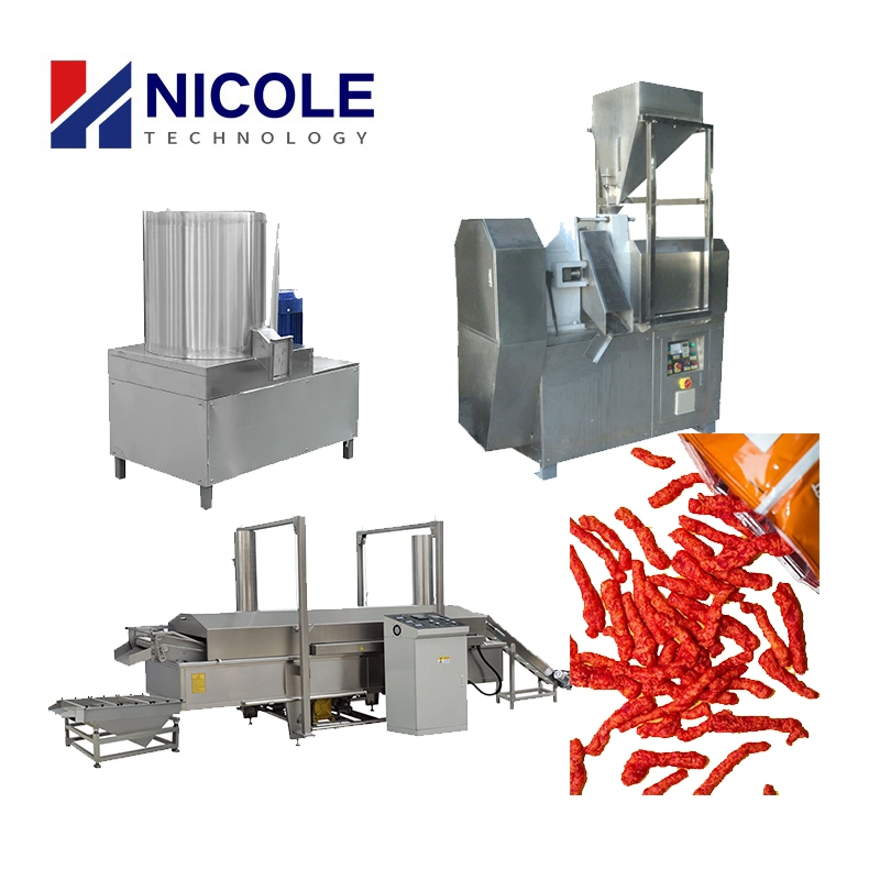 Eco-Friendly Kurkure Cheetos Niknak Making Machine Extrusion Fried Pellet Snacks Processing Line