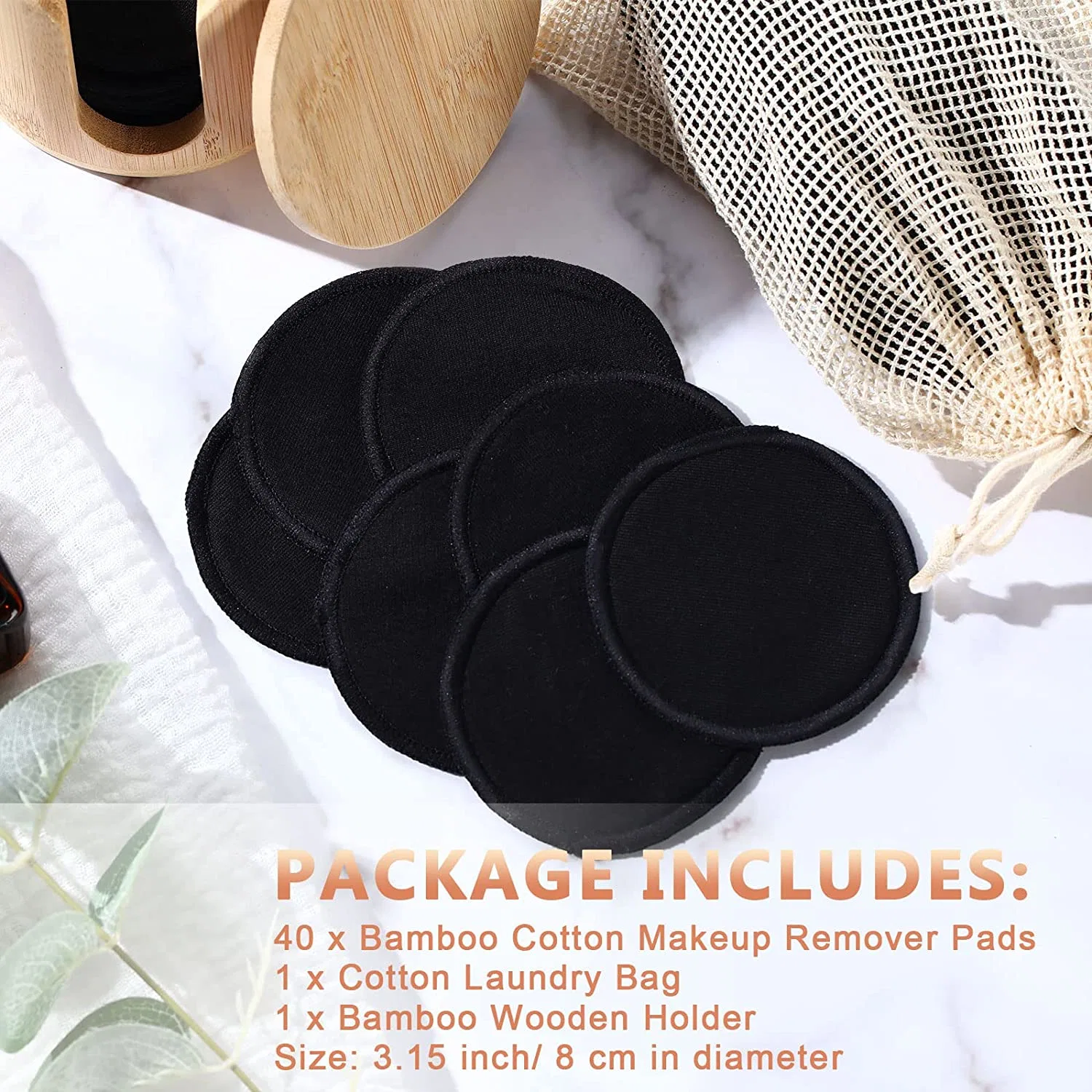 Reusable Makeup Remover Pads Natural Washable Bamboo Cotton Rounds