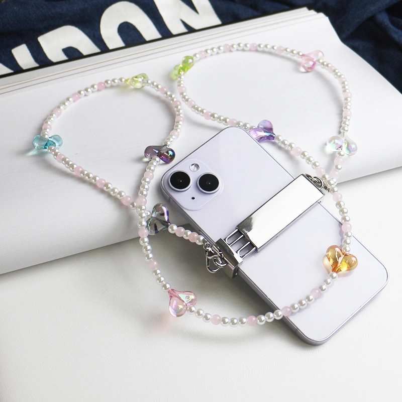 Phone Case Universal Heart Shape Pearl Messenger Strap Phone Case Accessories