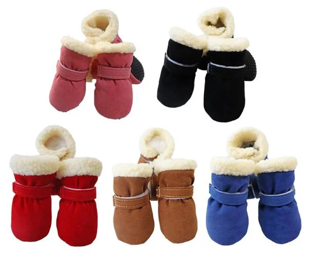 Quality Adjustable Belt Warm Fleece Anti-Slip Winter Pet Dog Shoe