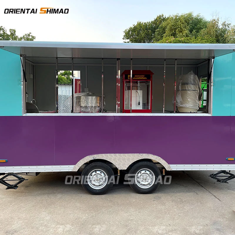 Mobile Fast Food Snacks Trailer Car with Tow Bar Color Sticker