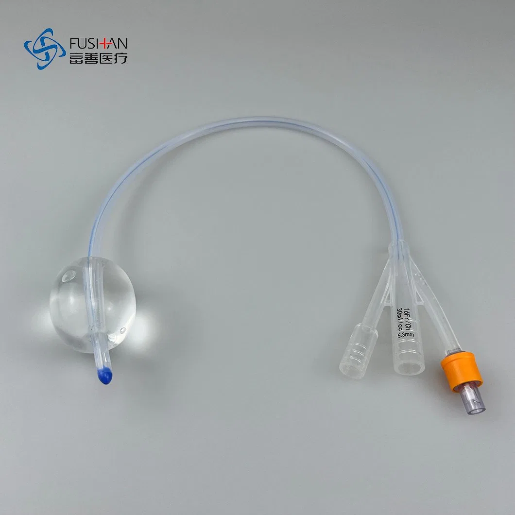 Medical Grade Silicone Balloon Catheter 3 Way Urinary Catheter for Urine Drainage with CE, ISO and FDA Certificates