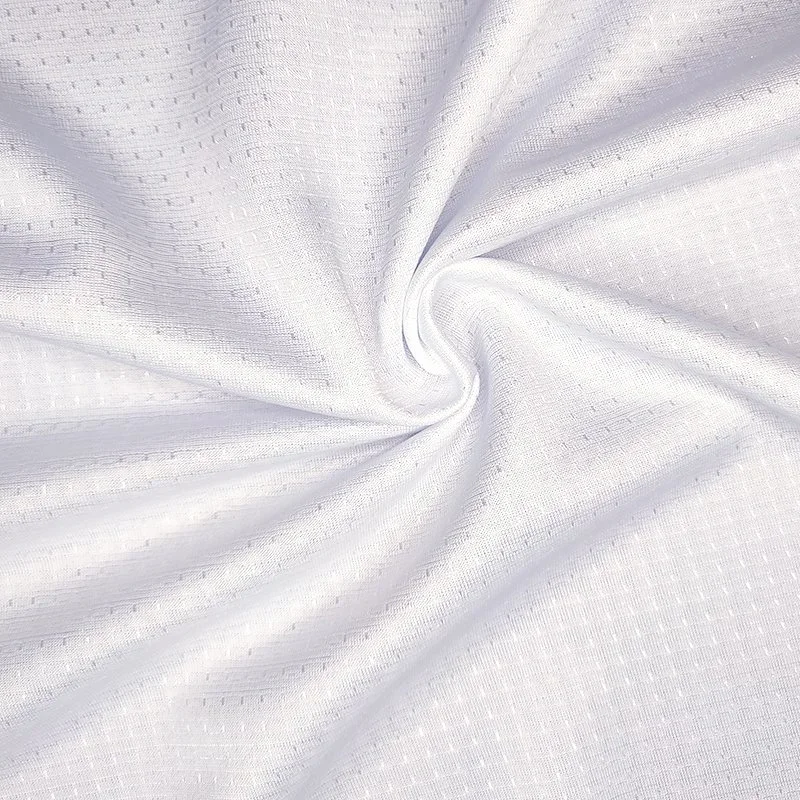 Blanco 100% poliéster tejido de punto de malla deportiva para camiseta Sportswear Sublimación