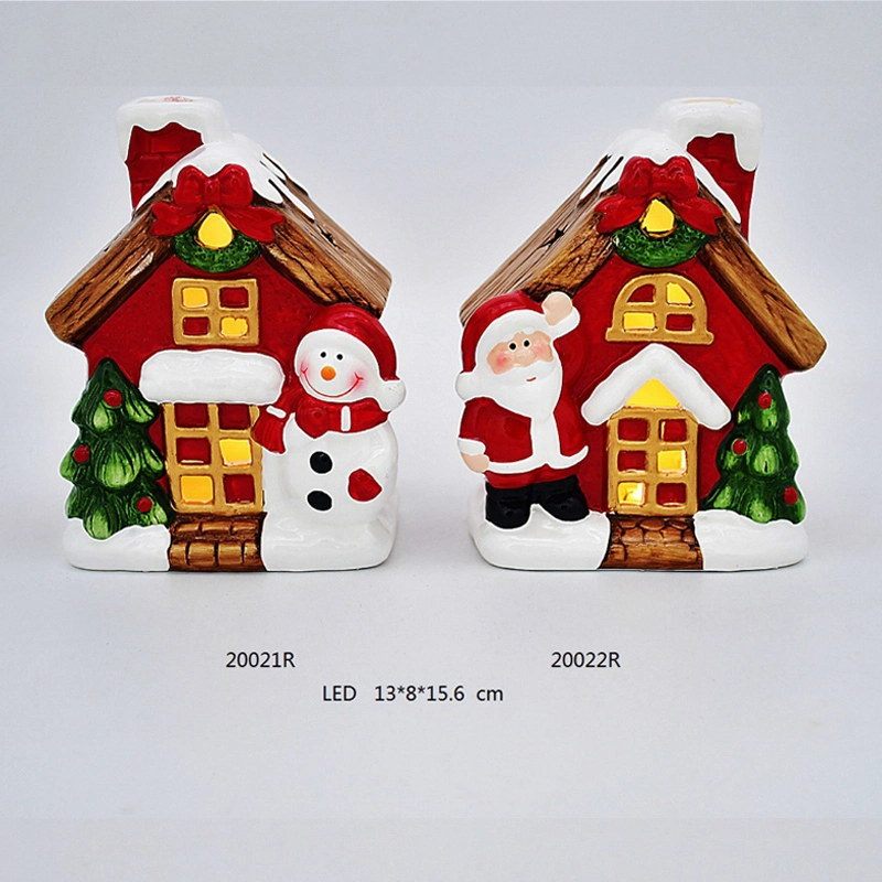 Wholesale/Supplier Ceramic Christams Village Ornament, Santa Claus Craft with LED Light for Home Decoration