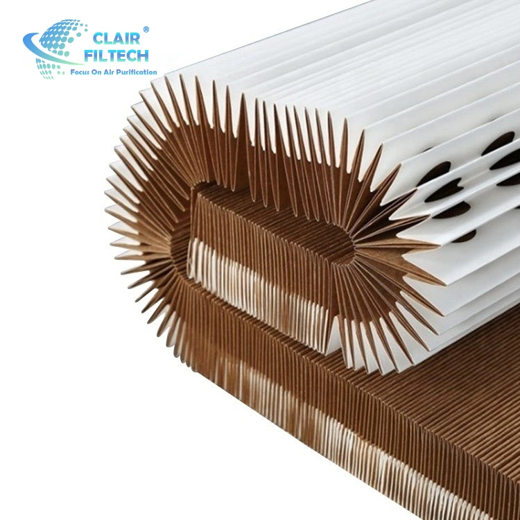 Excellent Double Layer Kraft Paper Pleated Paper Filter White and Brown V Type Dry Kraft Paint Stop for Painting Systems