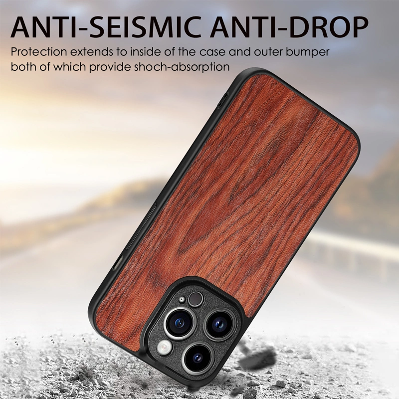 Suitable for iPhone 14 Fine Hole Wood Grain Phone Case