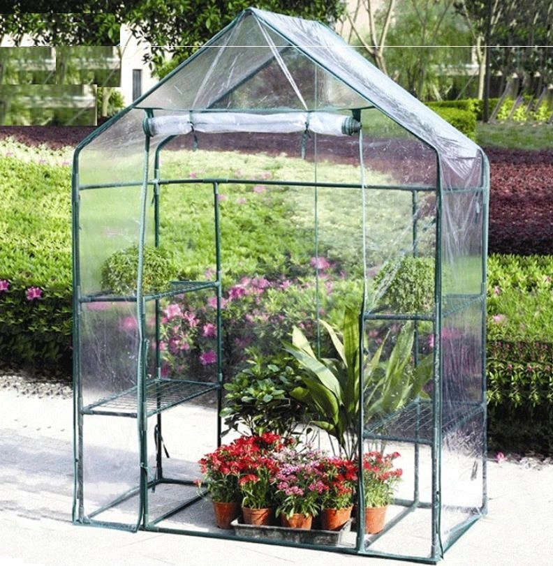 4 Tier châssis en acier La croissance des plantes en plastique PVC Chambre Mini serre de jardin en plein air