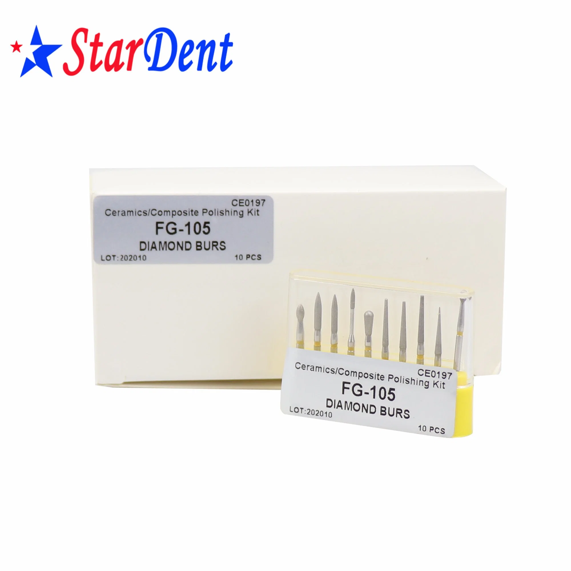 Dental Diamond Burs Kit Fg-105 Ceramic Polishing Kit Composite Polishing Kit for High Speed Handpiece Diamond Drill Kit