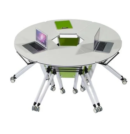 Conference Meeting Desk with Wheels; Modern School Furniture Training Room Table and Chair