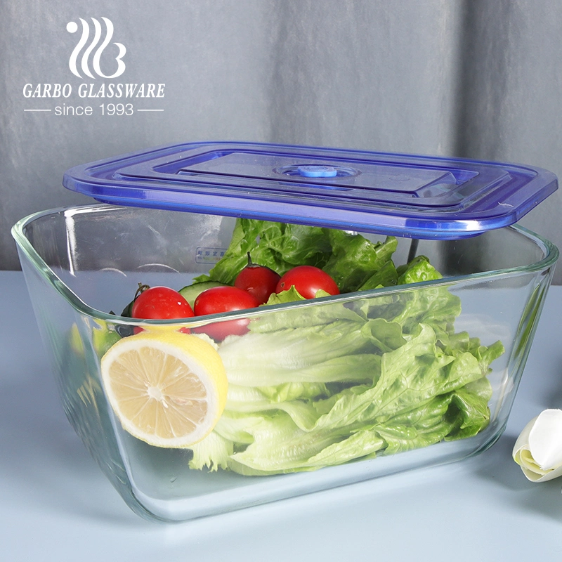 Caixa de armazenamento de 3 litros para recipientes de alimentos com vedação Conjunto de taças de vidro rectangular para cozinha e copos
