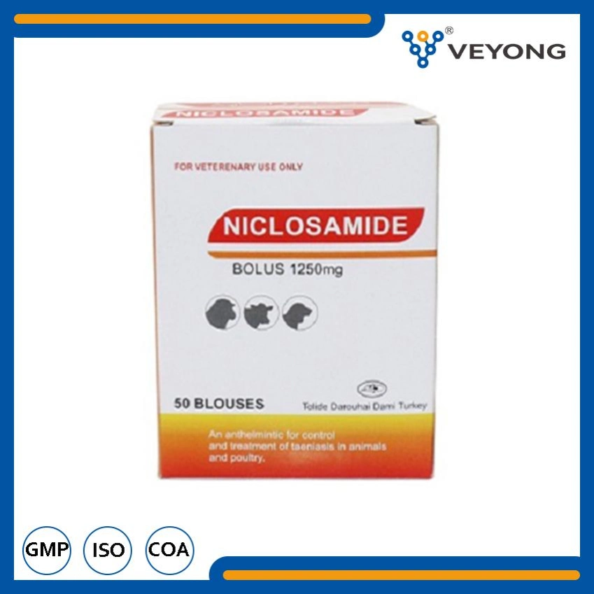Высокое качество и эффективность Niclosamide Bolus 1250 мг для крупного рогатого скота ветеринарных Bolus фармацевтических материалов