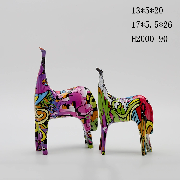 Creative Abstract مصبوغ بخط اليد Horse Figurines Desktop Decor Crafts