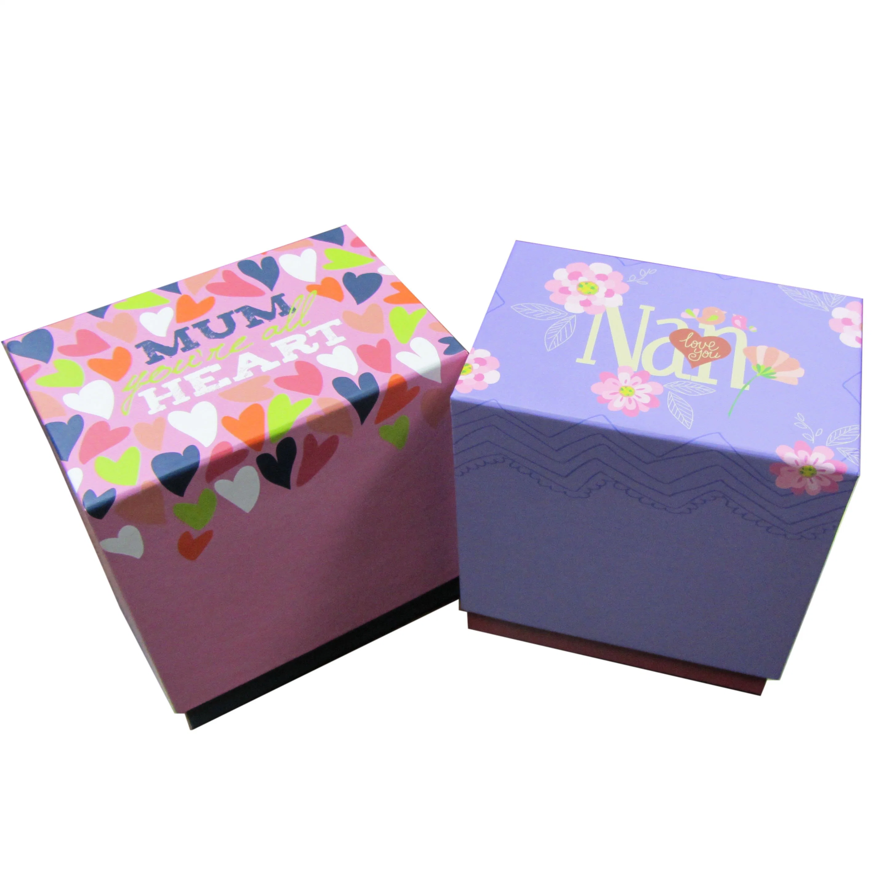 Custom Small Ring Box Flower Lid and Base Box with Decoration