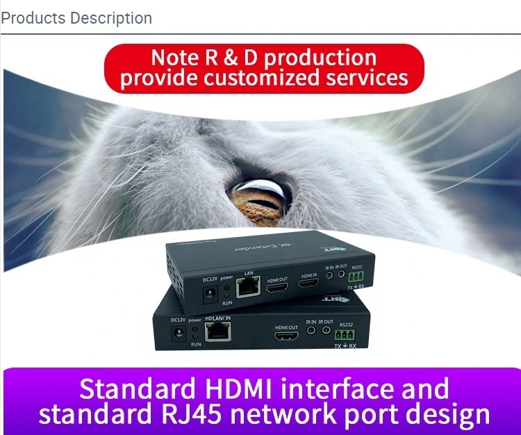 Industrial Quality Support HD 4K Transmitting 70m Receivers Audio and R232 IR Control