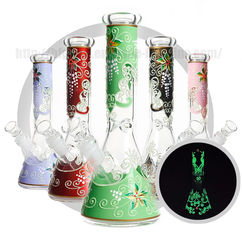 China Wholesale/Supplier 10 Inches Chinese Traditional Style Night Luminous Beaker Glass Smoking Water Pipes