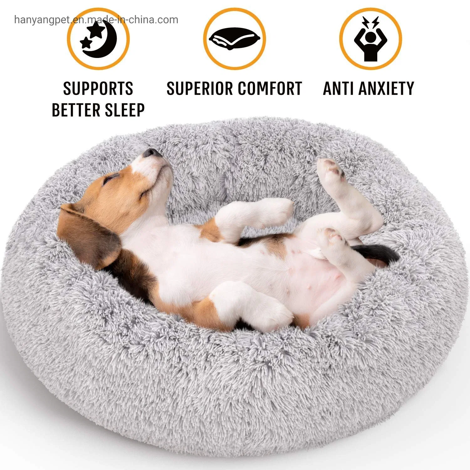 Hanyang 2023 Custom Design Washable Plush Calming Marshmallow Cuddler Nest Soft Fuzzy Eco Friendly Pet Cat Dog Bed Luxury Dog Bed