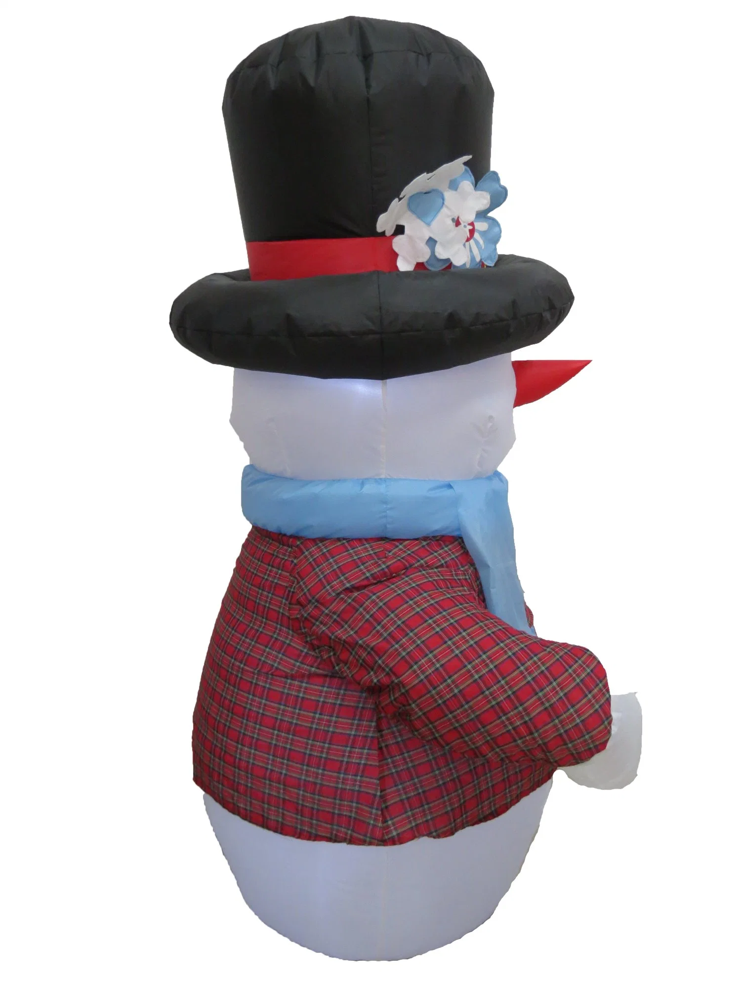 5FT Christams Snowman Wearing Plaid Shirt Inflatable Toy, Blow up Decoration