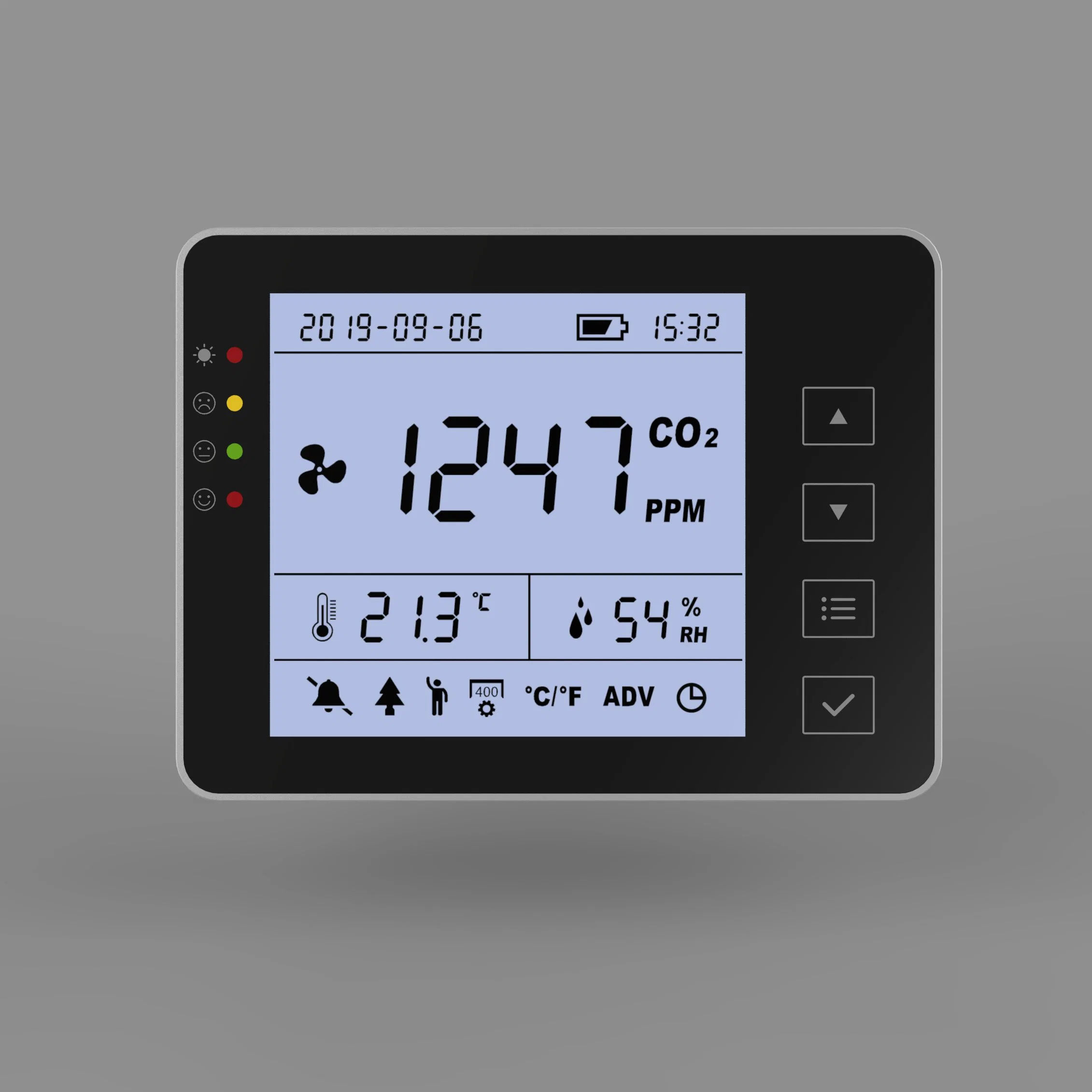 Desktop and Wall Mount Indoor Air Quality CO2 Monitor Powered by USB and Battery