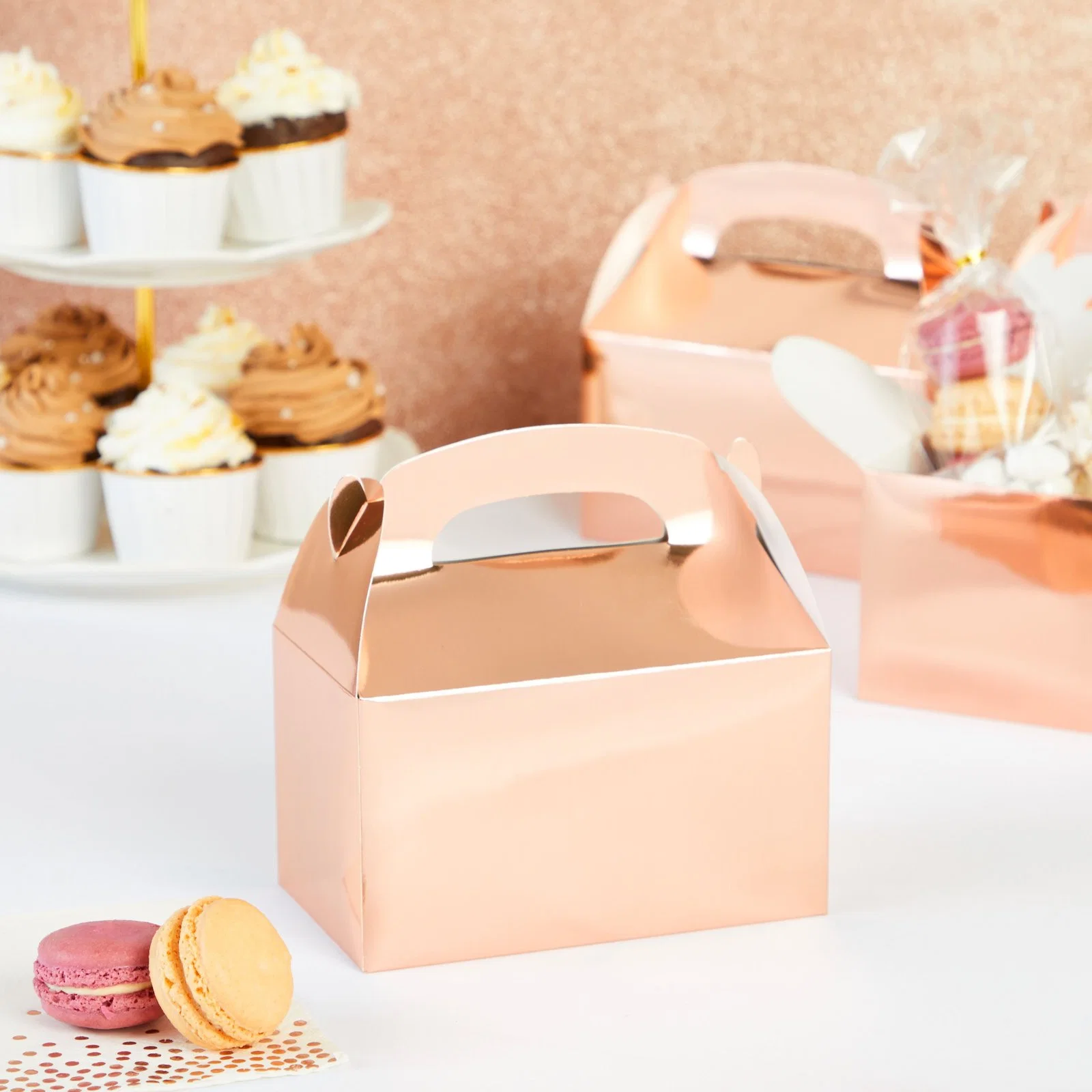 Bright Colors Gable Box Portable Paper Cake Bag Breakfast Candy Cheese Cake Box with Handle