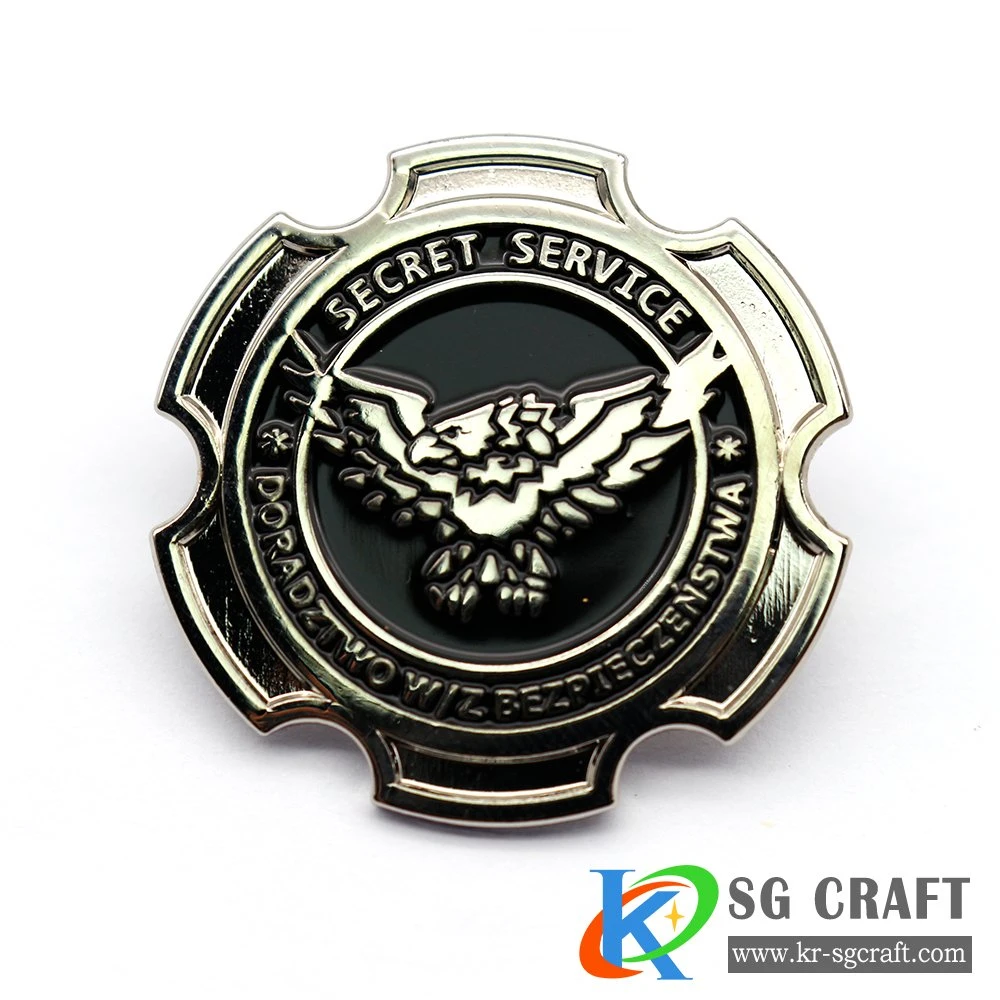 Segurança personalizada esmalte Militar Níquel banhado a ouro Monograma do pino 3D Sheriff Badge