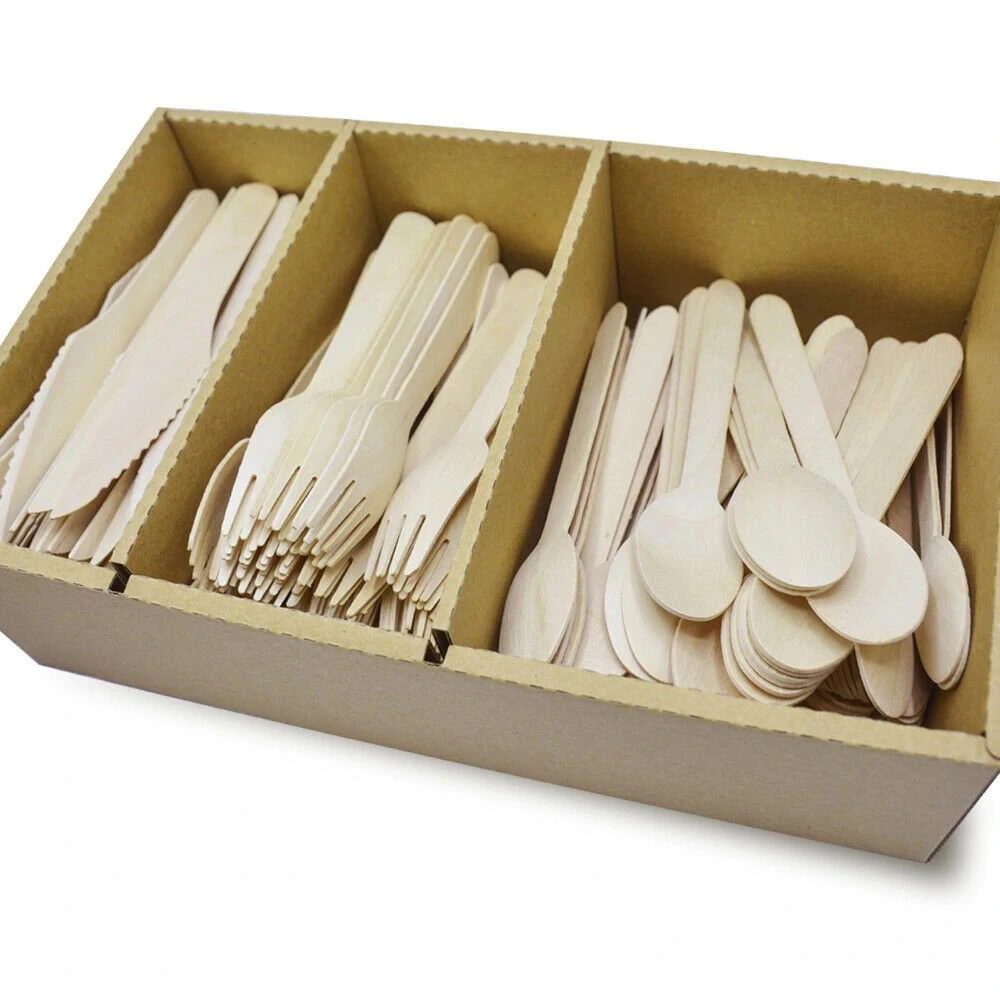 Custom Logo Wood Disposable Cutlery Set for Restaurant Pizza Shop Snacks Food