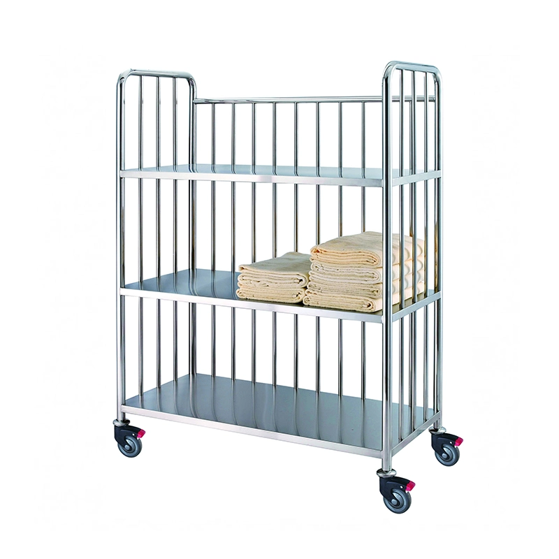 Furniture Factory Wholesale/Supplier Durable Efficient Wheeled Folding Metal Rolling Wir Laundry Carts Commercial for Hospital